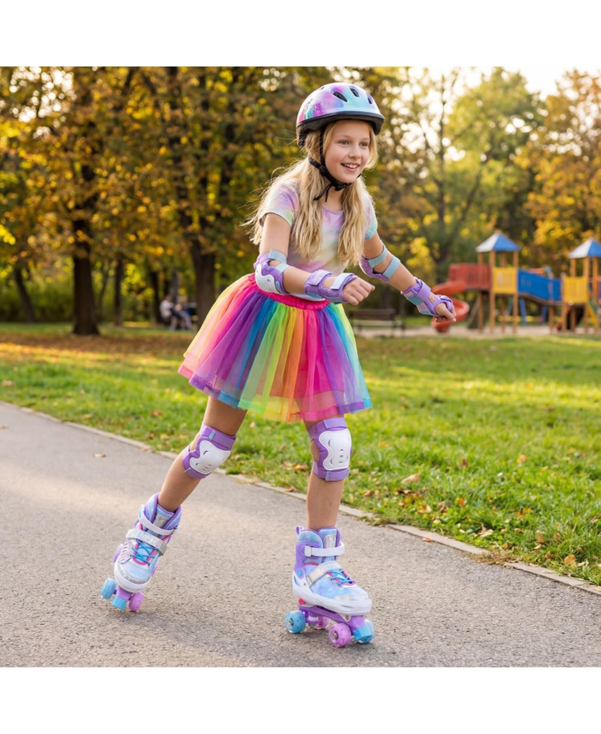 Sugift Expandable Quad Roller Skates for Older Kids with Reinforced Brake and Led Wheels Ages 9-14