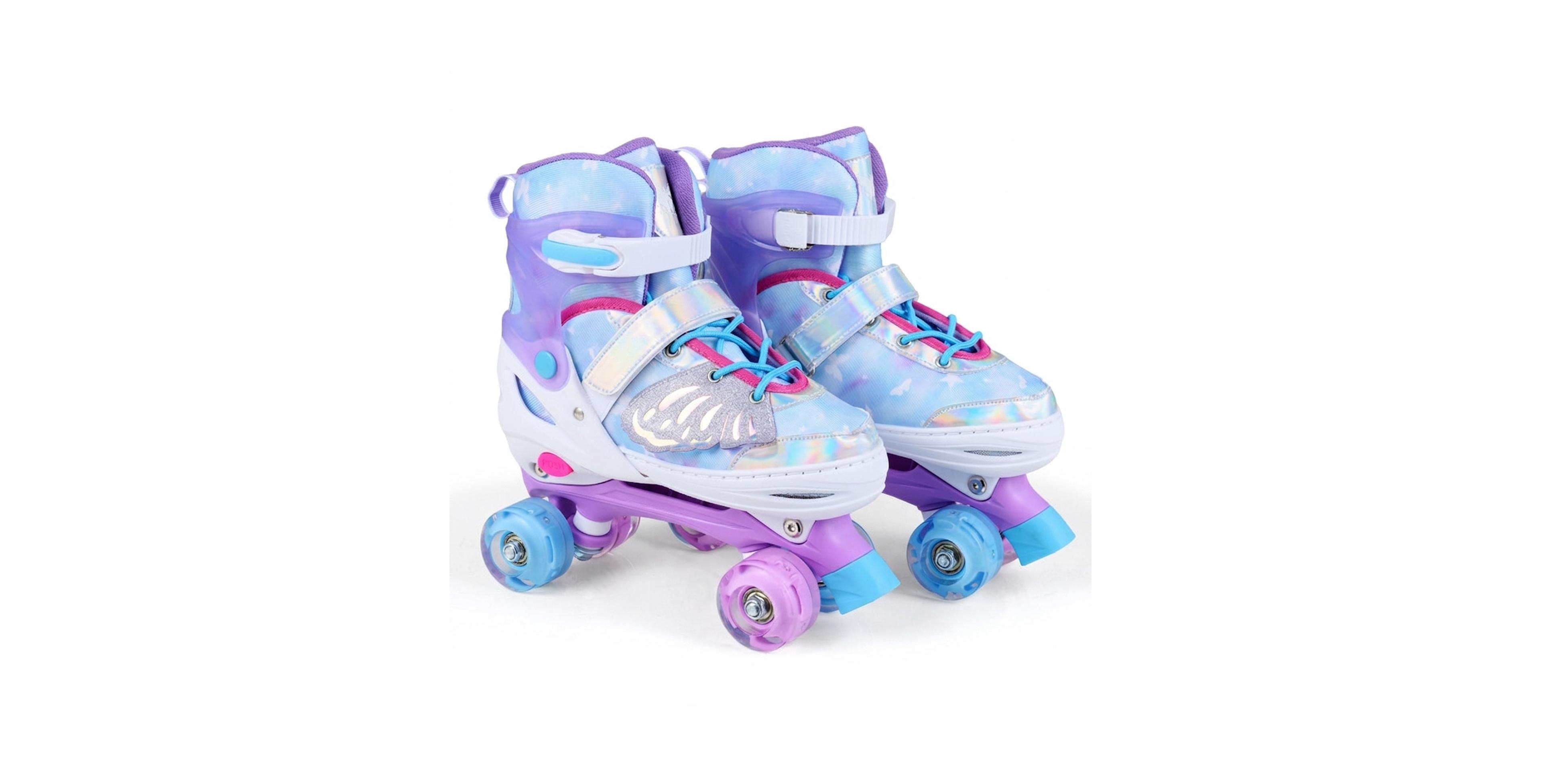 Sugift Expandable Quad Roller Skates for Older Kids with Reinforced Brake and Led Wheels Ages 9-14