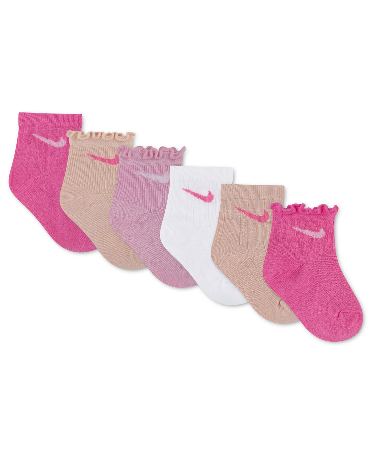 Baby and Toddler Girls' 6M-4T Textured Ankle Socks, 6-Pack