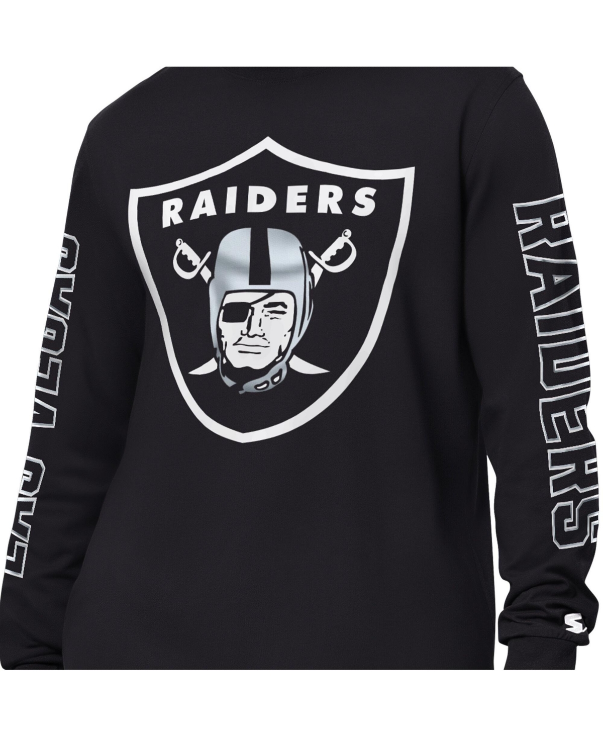 Starter Men's Black Las Vegas Raiders Clutch Hit Ii Long-Sleeve T-Shirt