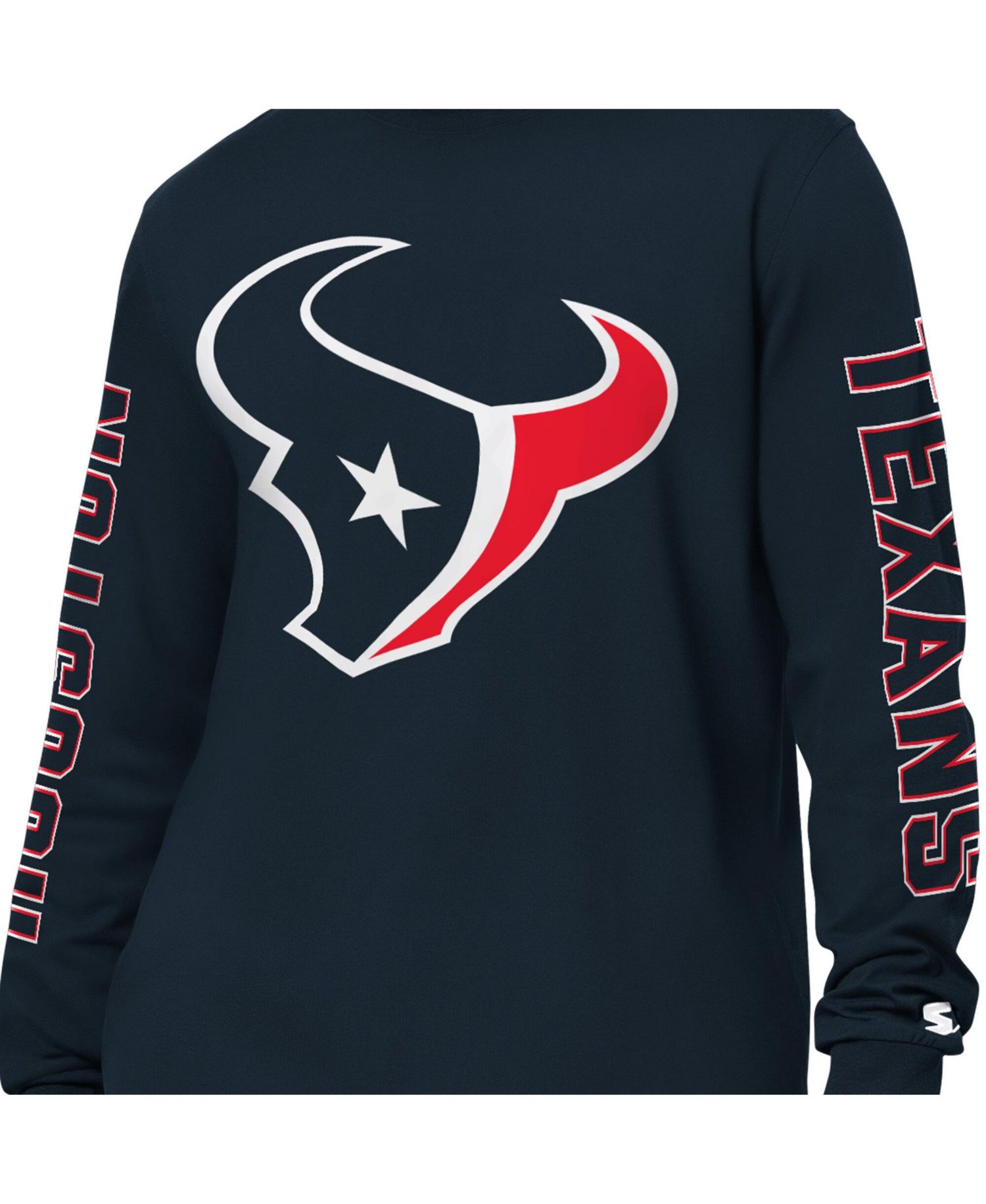 Men's Navy Houston Texans Clutch Hit II Long-Sleeve T-Shirt