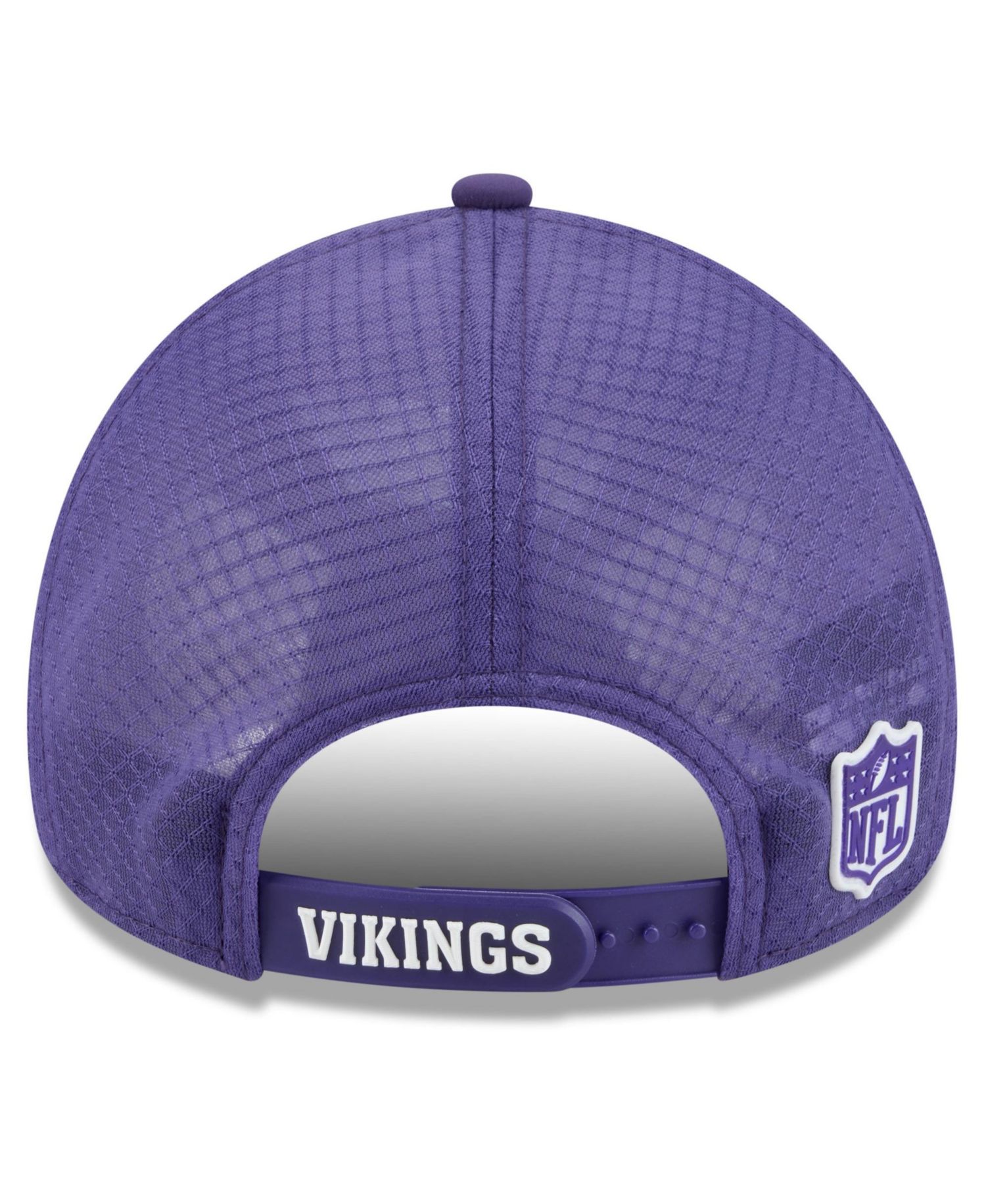 Men's Purple Minnesota Vikings 2026 Sideline Throwback Apex 9FORTY Adjustable Trucker Hat