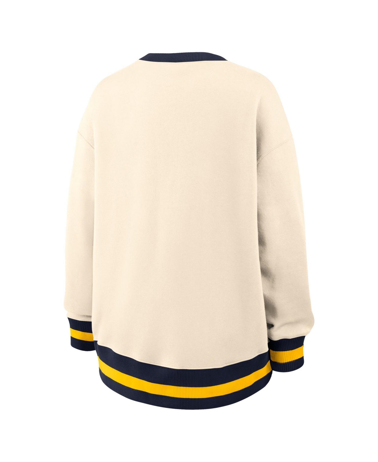 Women's Natural Michigan Wolverines Oversized Legacy Pullover Sweatshirt Crew