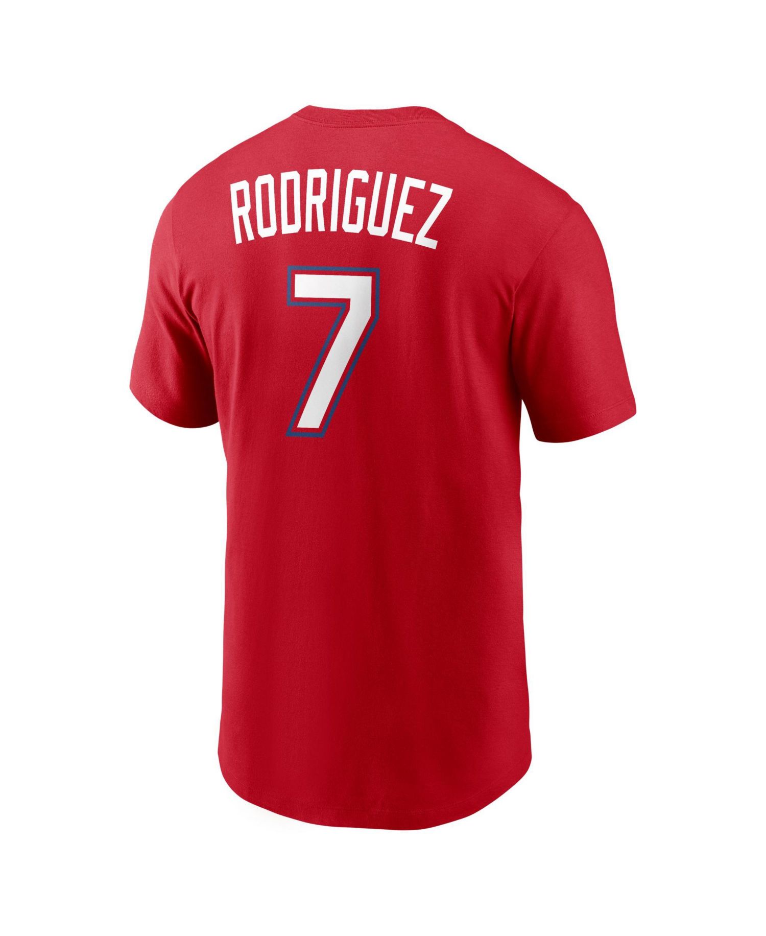 Men's Ivan Rodriguez Red Texas Rangers Cooperstown Collection Name Number T-Shirt