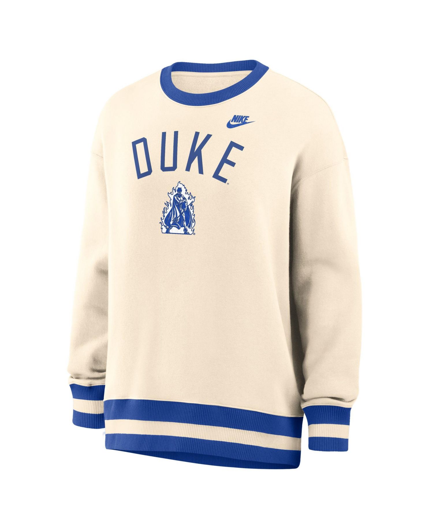 Women's Natural Duke Blue Devils Oversized Legacy Arch Phoenix Sweatshirt