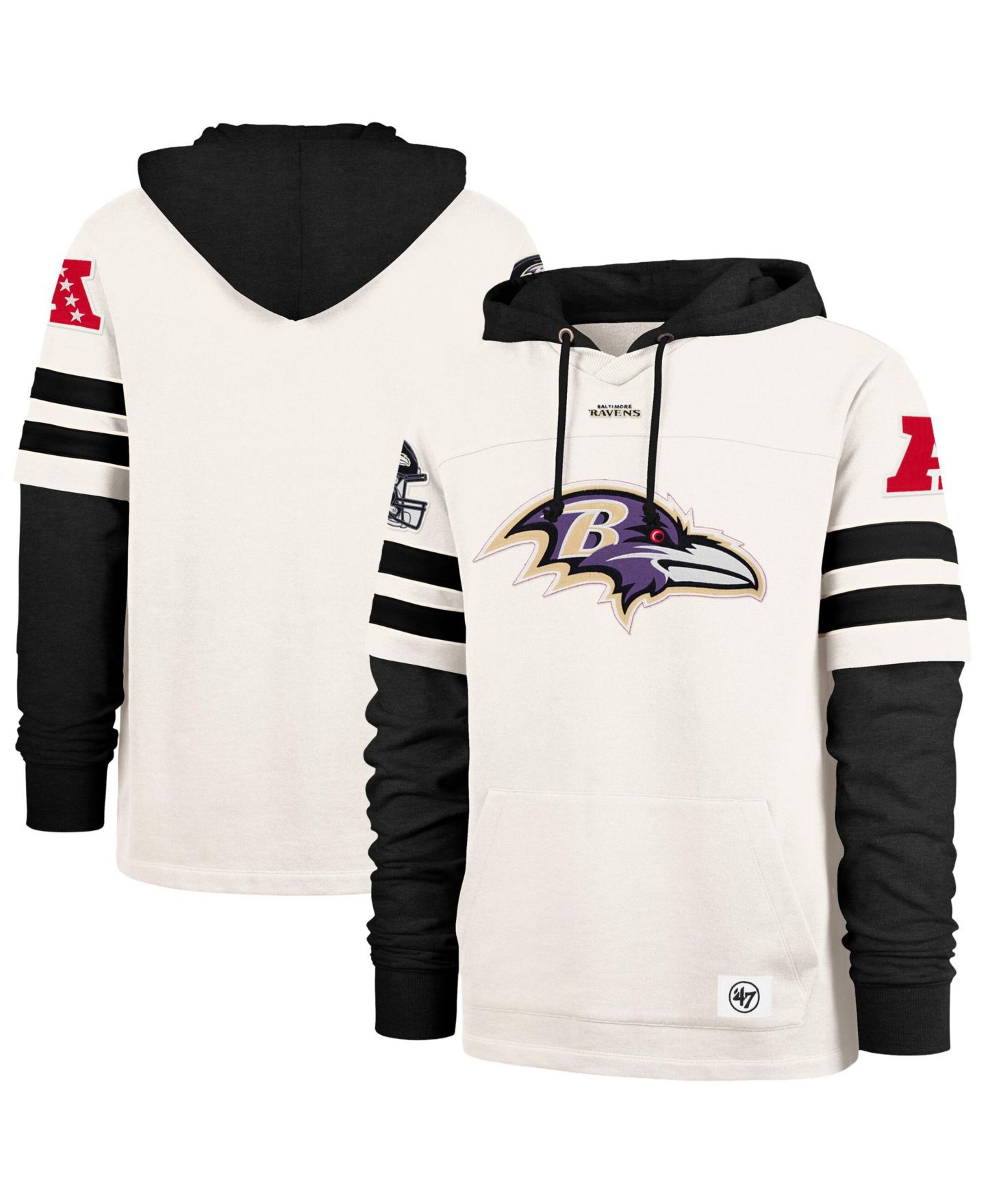 Мужские худи '47 Brand Cream Baltimore Ravens Split Zone Cornerback Duo Lacer — фото 1