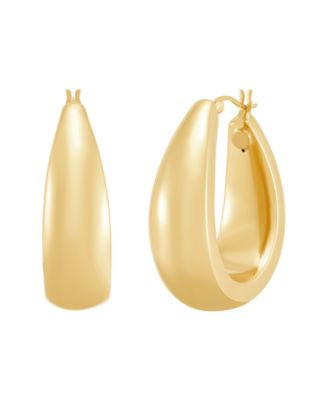 Polished Electroform Oval Hoop Earrings in 10k Yellow Gold