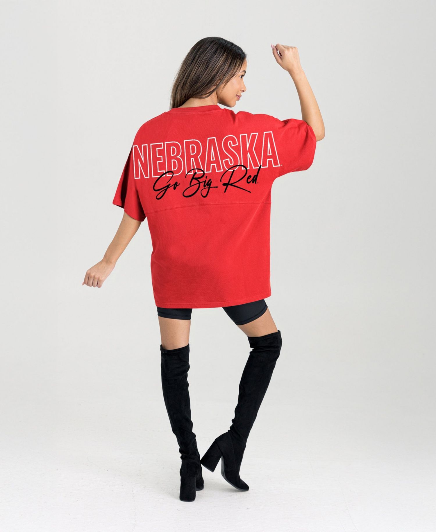 Women's Scarlet Nebraska Huskers Oversized Back at Ya T-Shirt