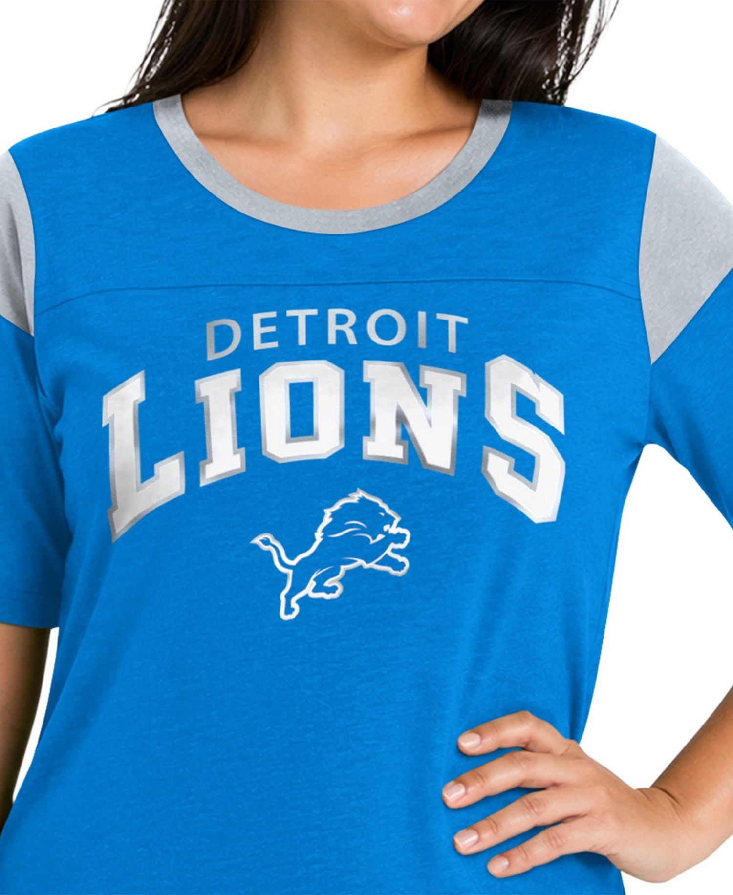 Women's Blue Detroit Lions Plus Size Linebacker Slub T-Shirt