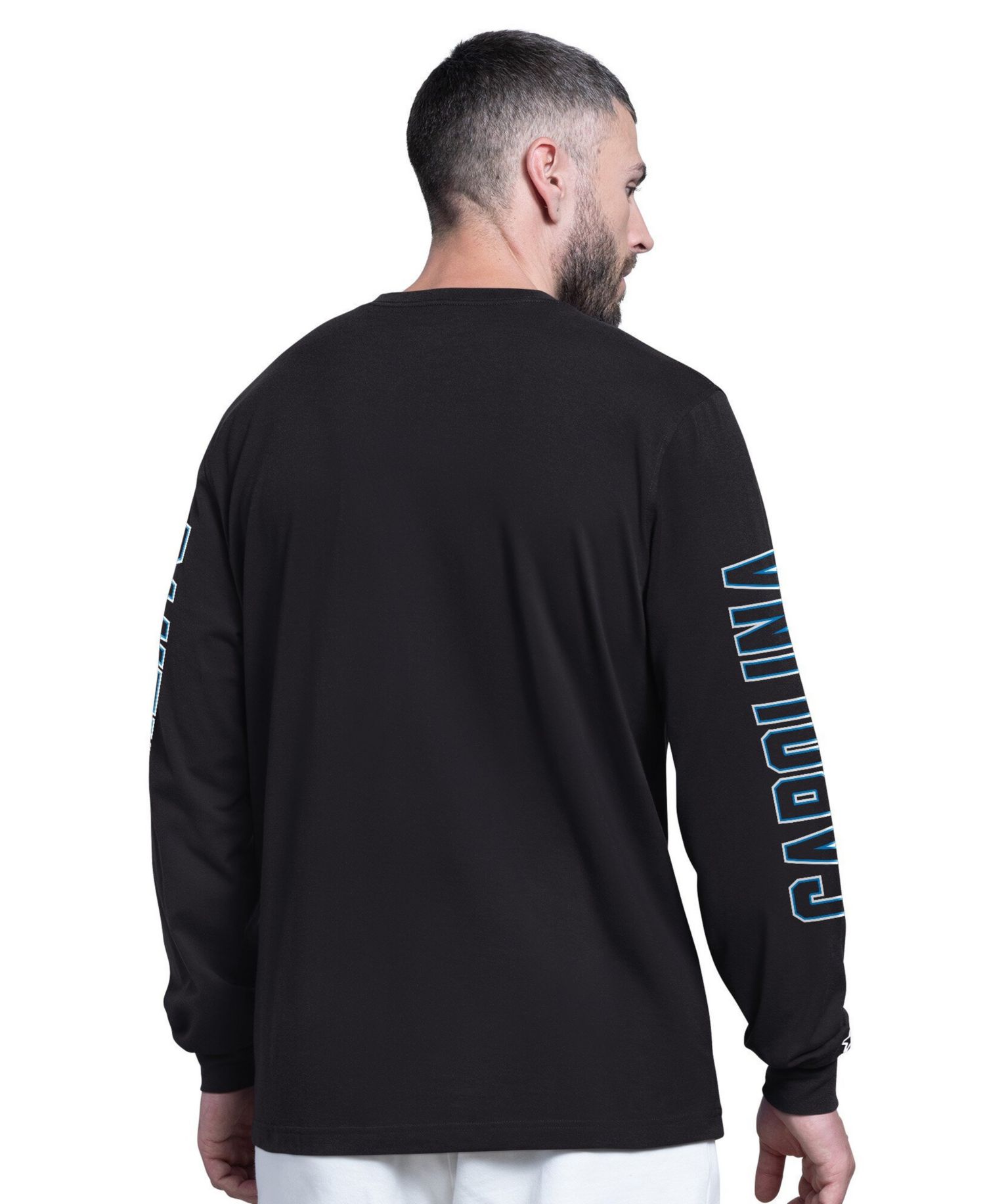 Men's Black Carolina Panthers Clutch Hit II Long-Sleeve T-Shirt