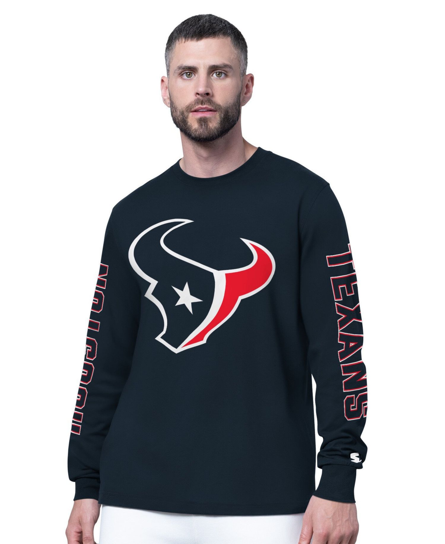 Men's Navy Houston Texans Clutch Hit II Long-Sleeve T-Shirt