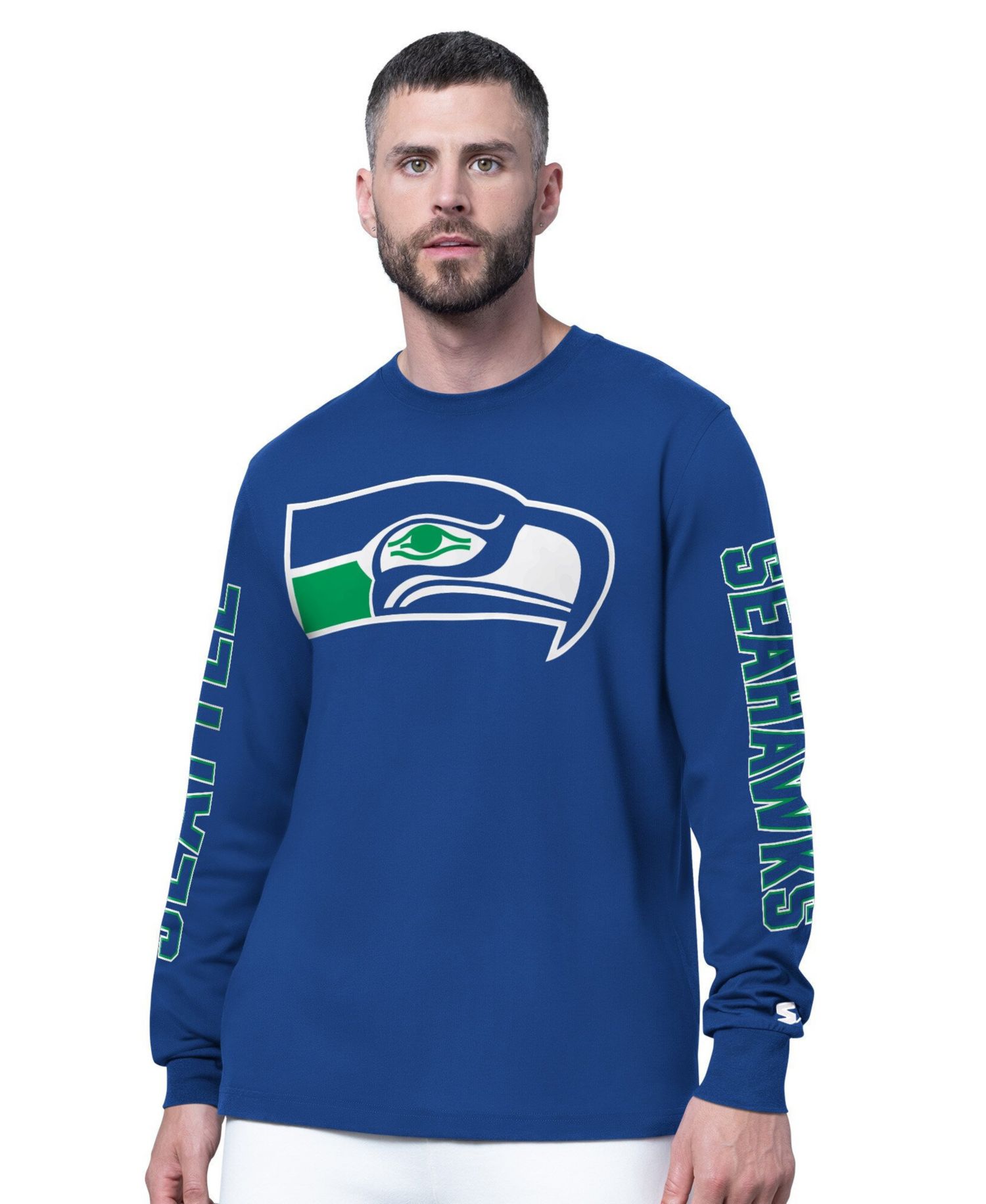 Men's Royal Seattle Seahawks Clutch Hit II Logo Long-Sleeve T-Shirt