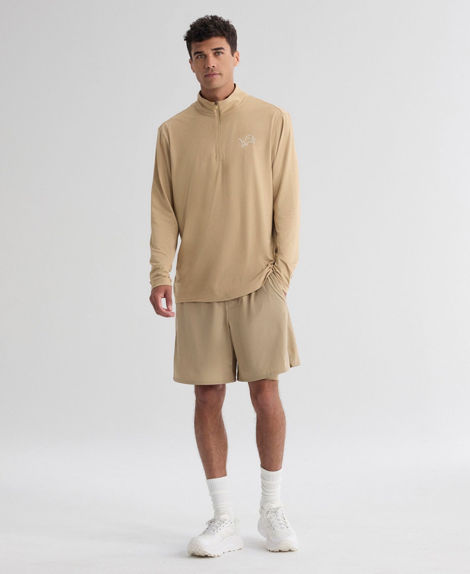Men's Tan Detroit Lions Clutch Quarter-Zip Pullover Sweatshirt