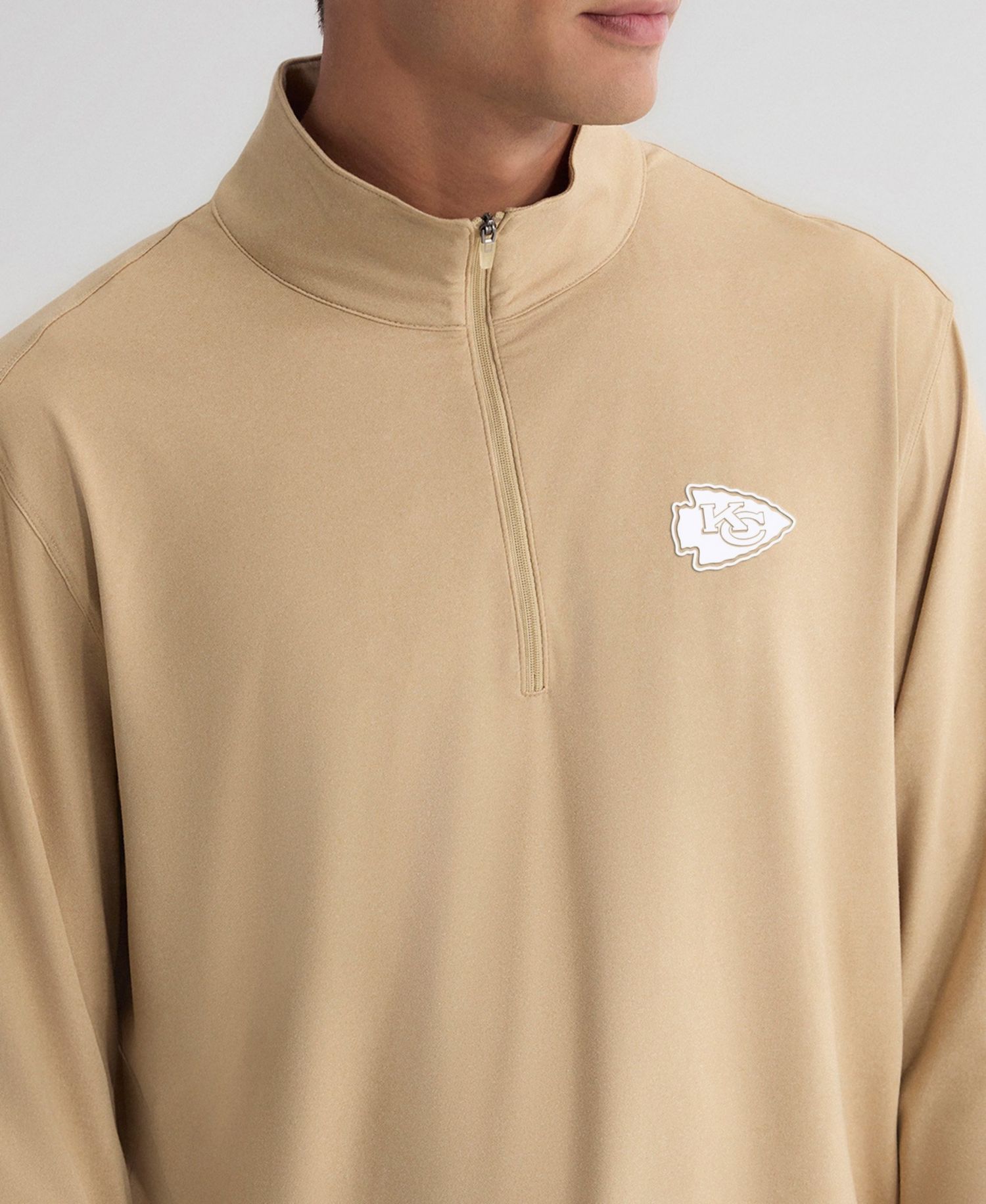 Men's Tan Kansas City Chiefs Clutch Quarter-Zip Pullover Sweatshirt