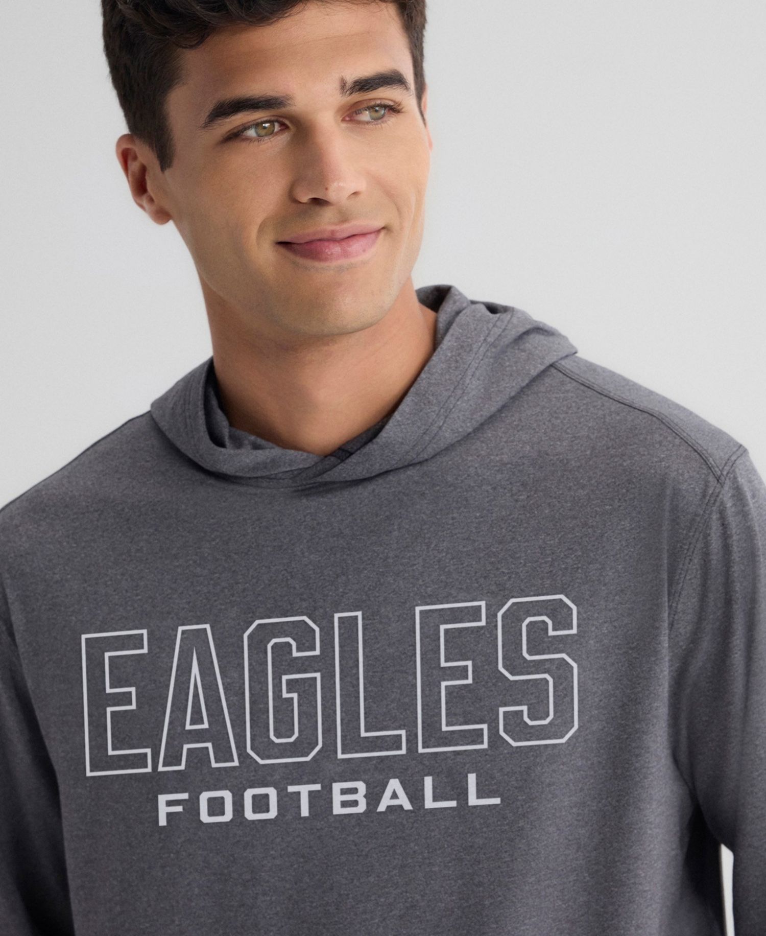 Men's Charcoal Philadelphia Eagles Clutch Long Sleeve Hooded T-Shirt