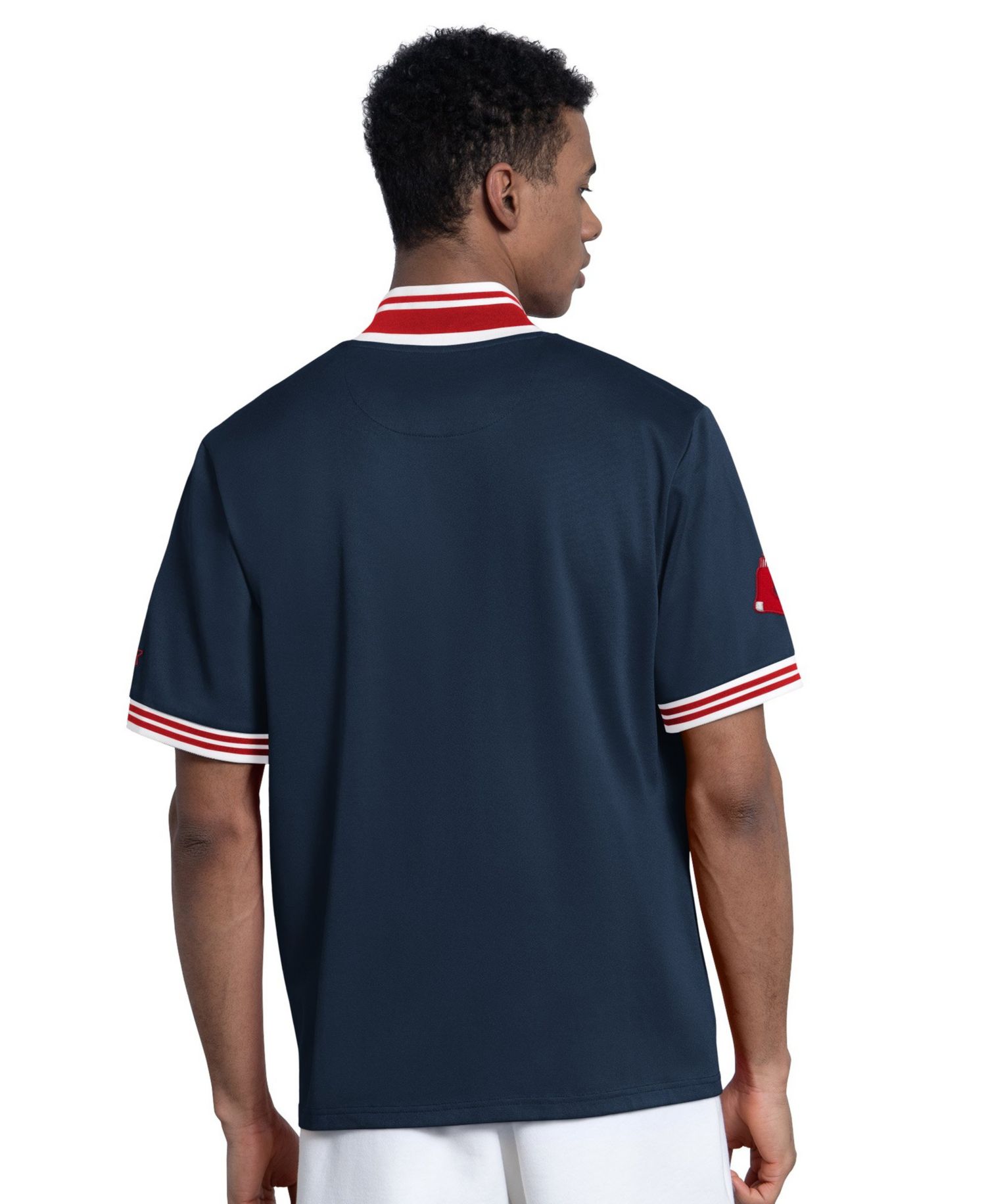 Men's Navy Boston Red Sox Button-Up Short sleeves Jacket