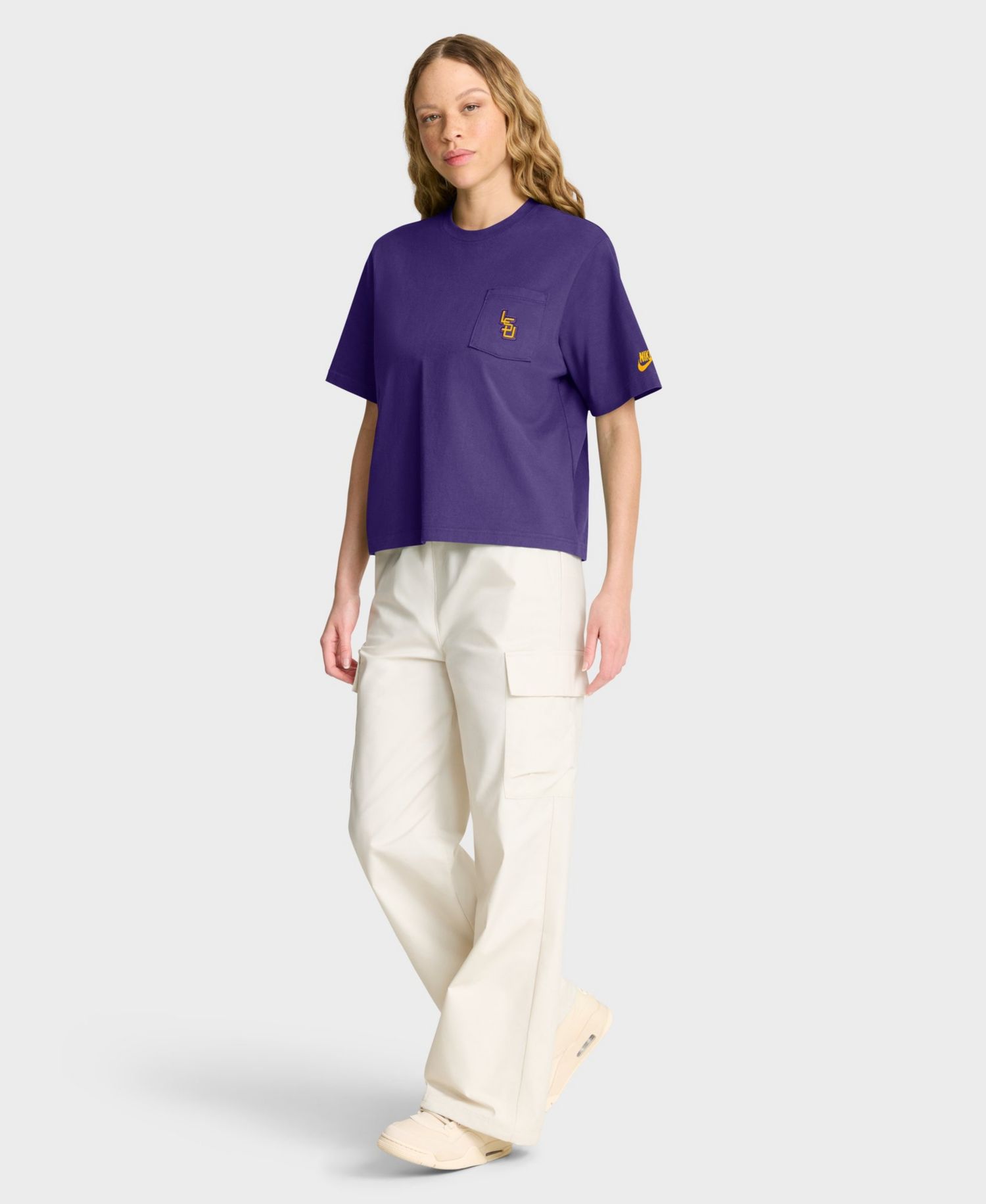Women's Purple LSU Tigers Legacy Pocket Boxy T-Shirt