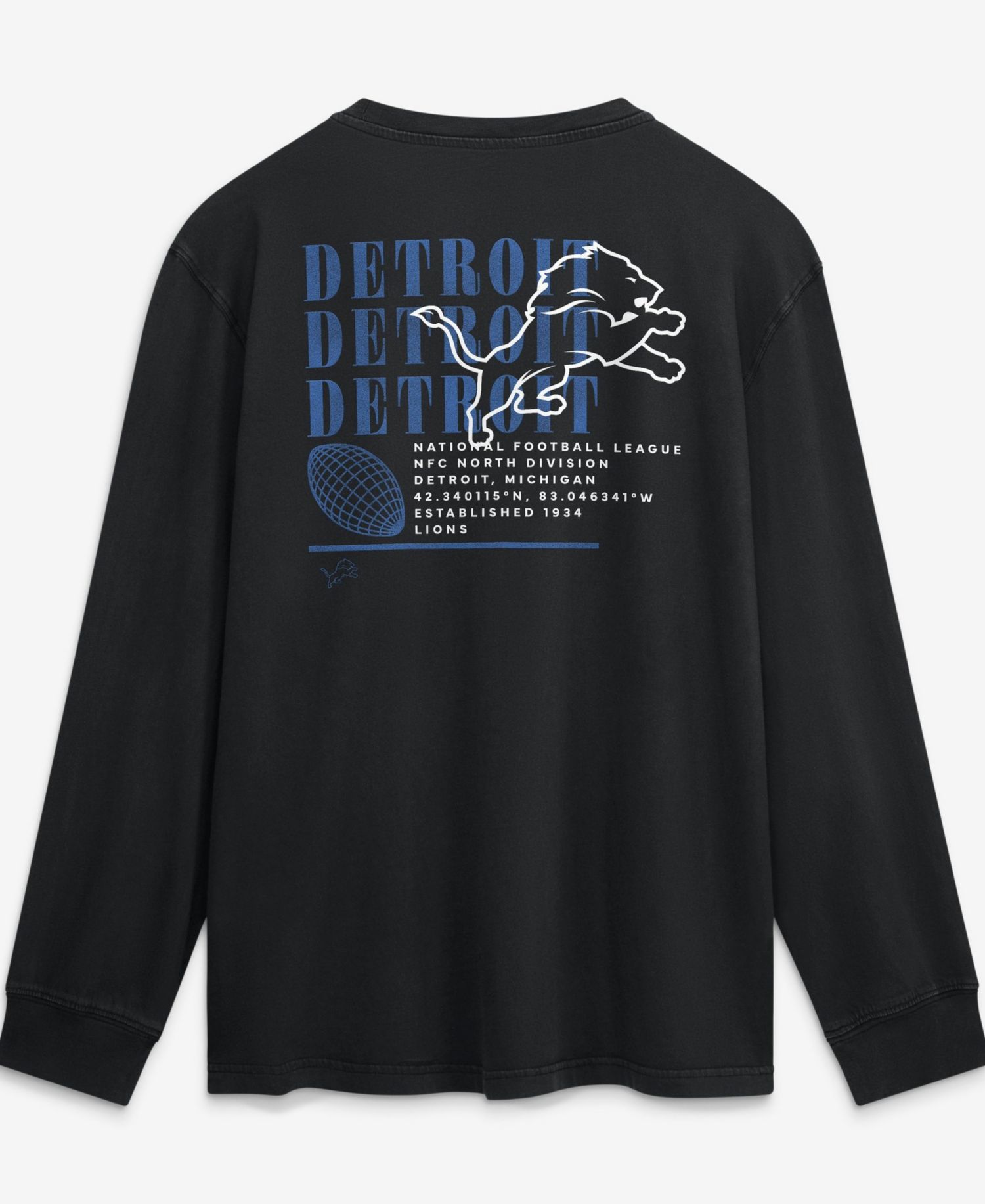 Men's Black Detroit Lions Relaxed Fullback Drive Long Sleeve Fashion Top