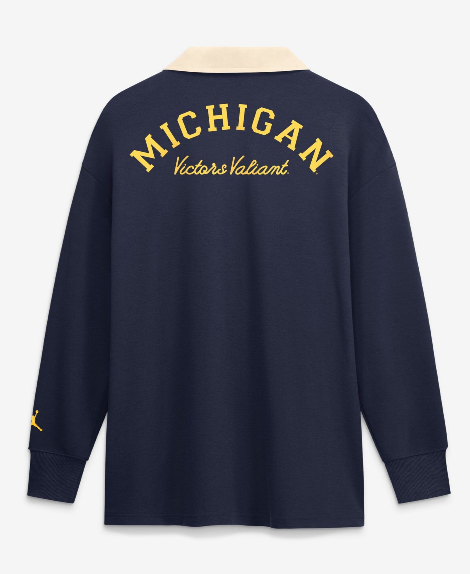 Women's Nike Navy Michigan Wolverines Oversized Essential Dri-FIT Long Sleeve V-Neck Polo Shirt