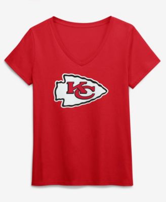 Women's Red Kansas City Chiefs Primary Logo V-Neck T-Shirt