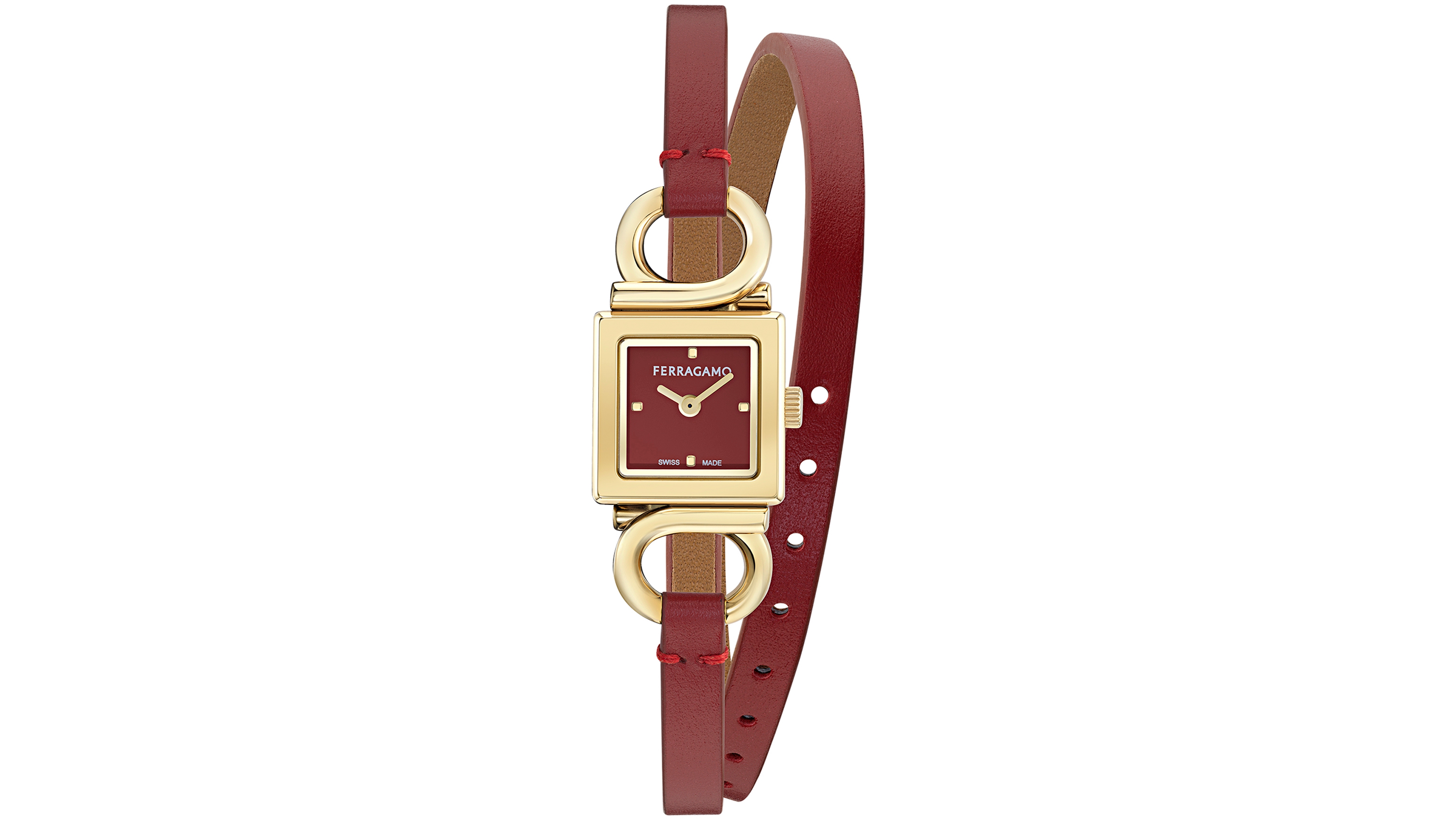 Ferragamo Women's Gold-Tone Leather Strap Watch 18mm