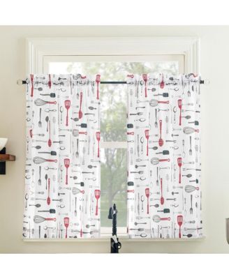 Whisked Away Cotton Blend Semi-Sheer Rod Pocket Kitchen Curtain Tier Pair