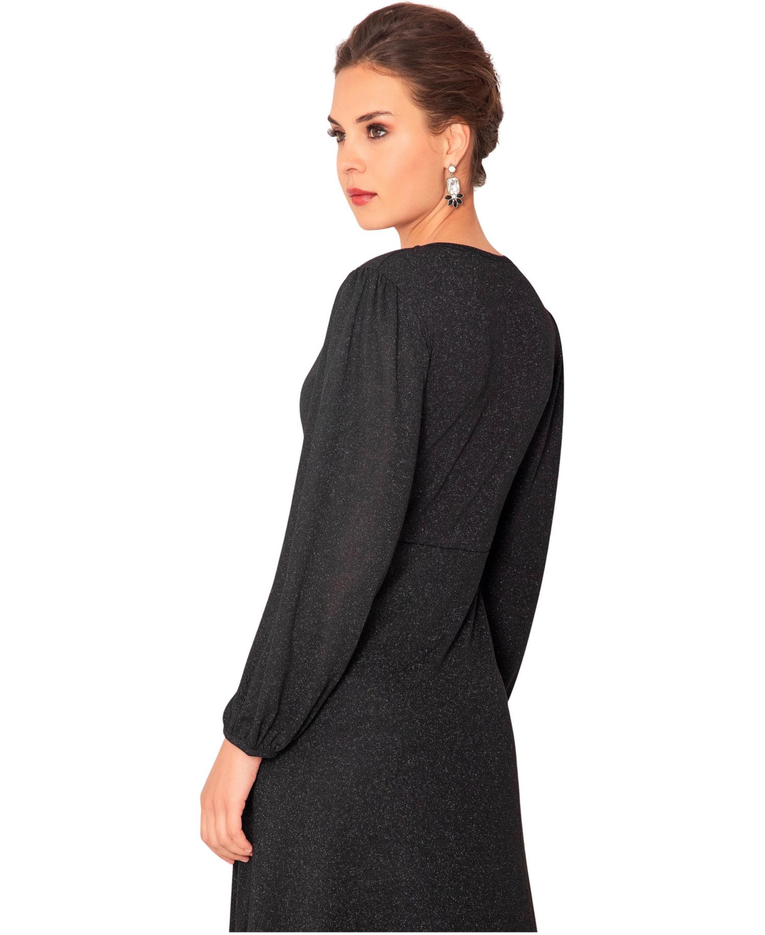 Women's Cecelia Long-Sleeve A-Line V-Neck Midi Dress