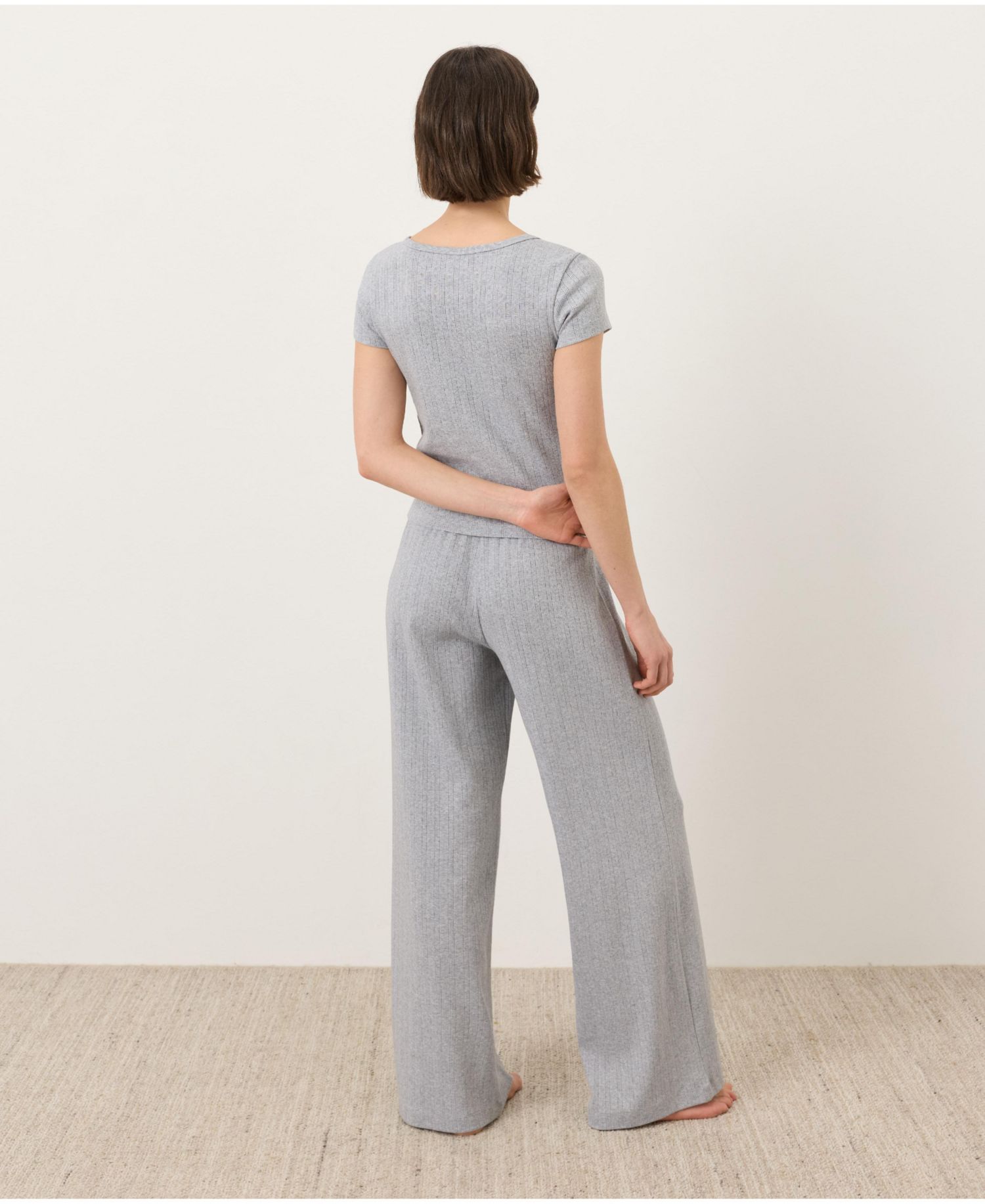 Women's High-Rise Pointelle Wide-Leg Pants