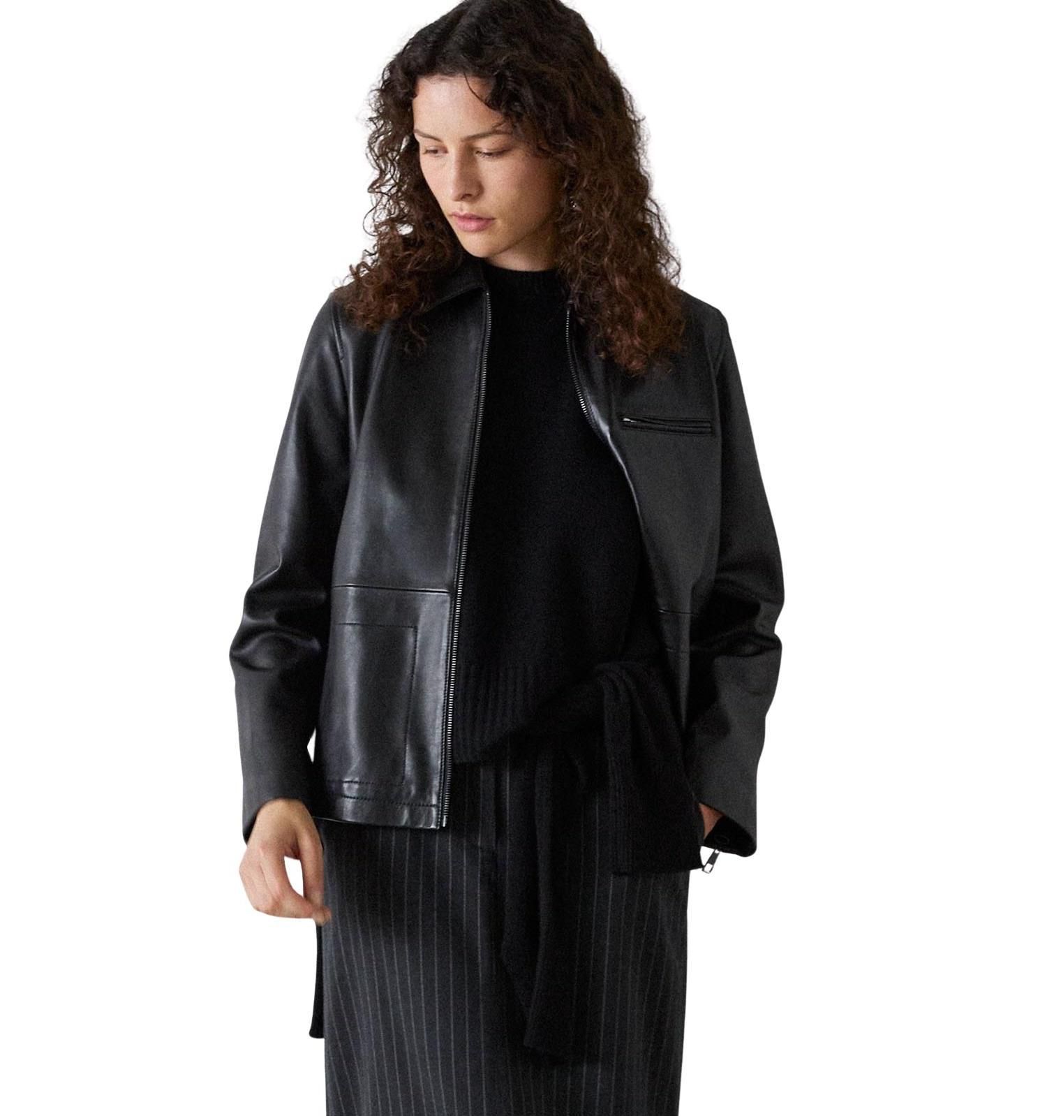 Women's Kate Zip-Front Leather Jacket