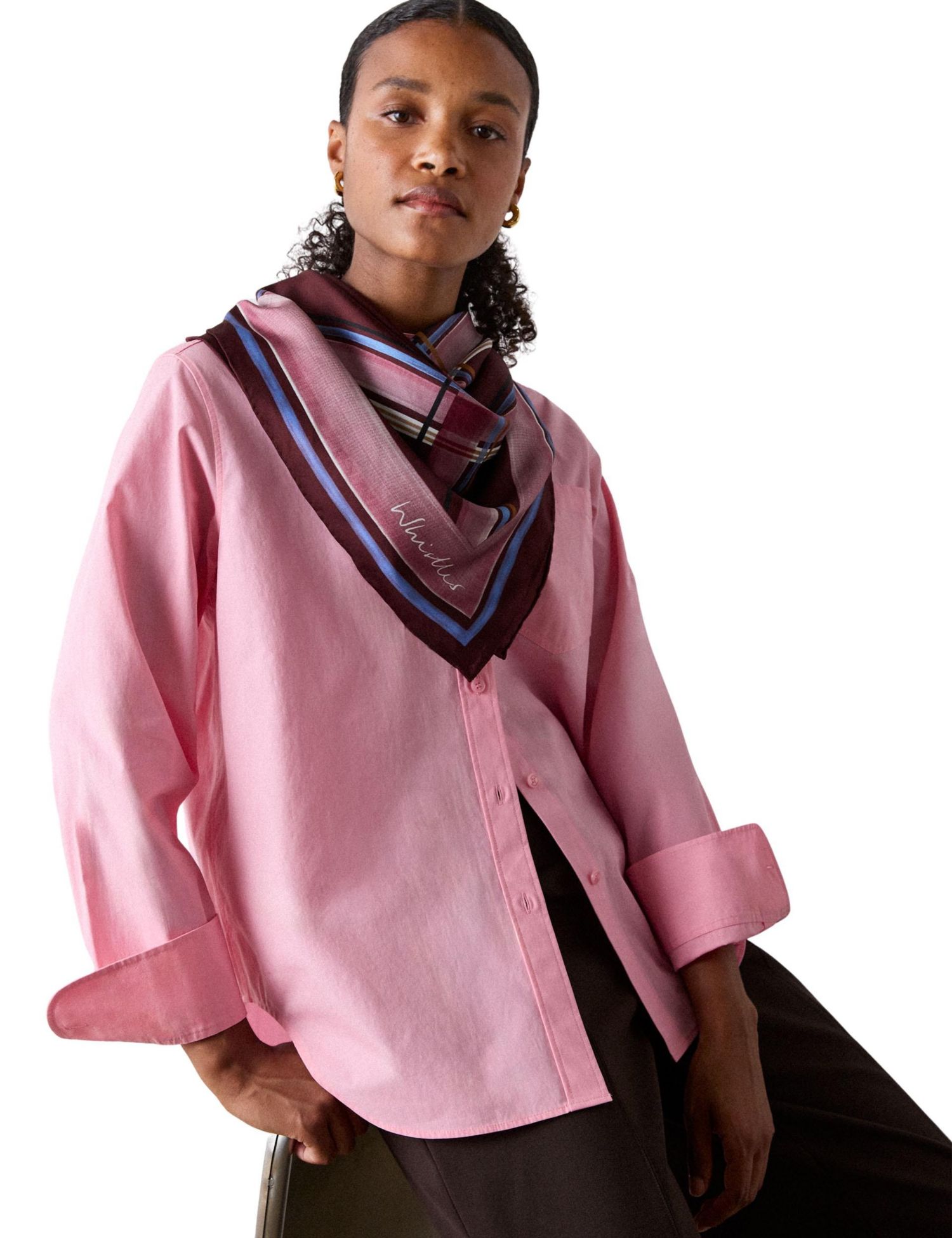 Women's Cotton Poplin Bib Detail Long-Sleeve Shirt