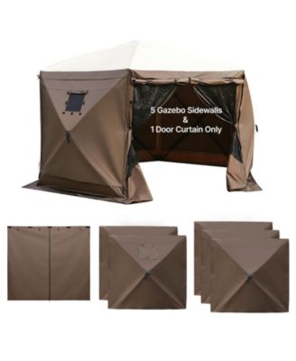 6-Panel Canopy Tent Sidewalls 5.67 x 4.85 Feet with Zippered Door and 2 Mesh Windows