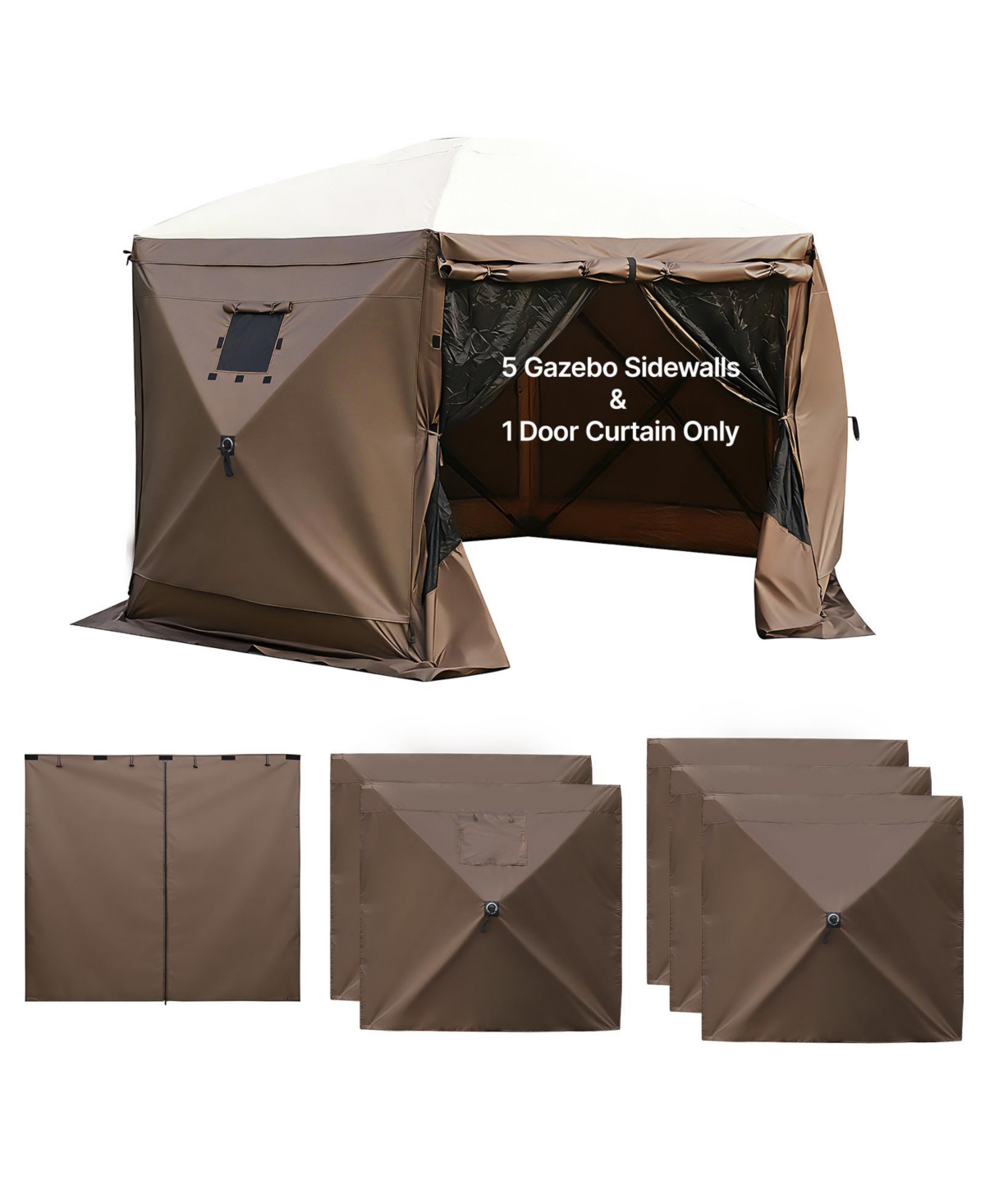 Sugift 6-Panel Canopy Tent Sidewalls 5.67 x 4.85 Feet with Zippered Door and 2 Mesh Windows