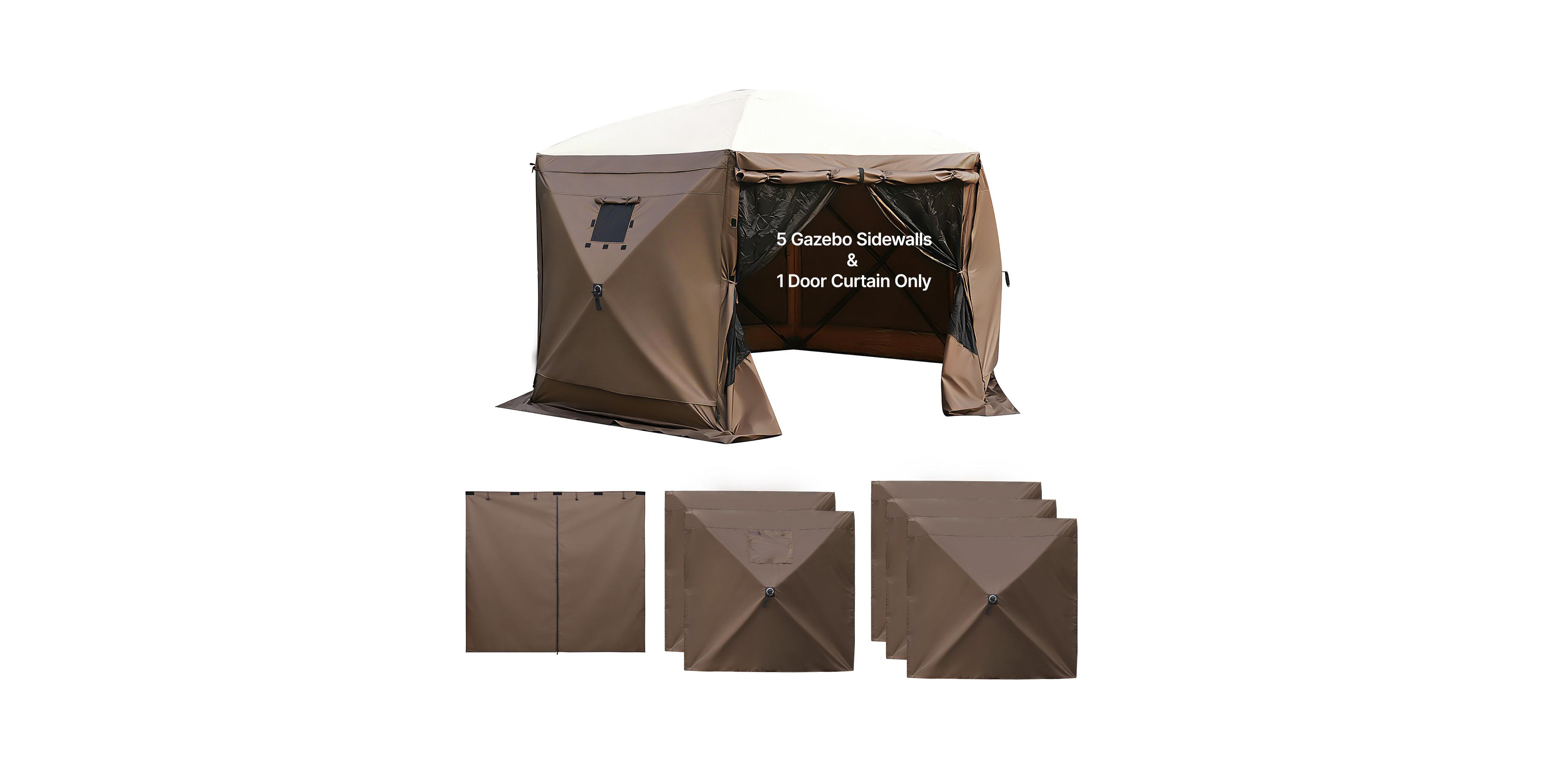Sugift 6-Panel Canopy Tent Sidewalls 5.67 x 4.85 Feet with Zippered Door and 2 Mesh Windows