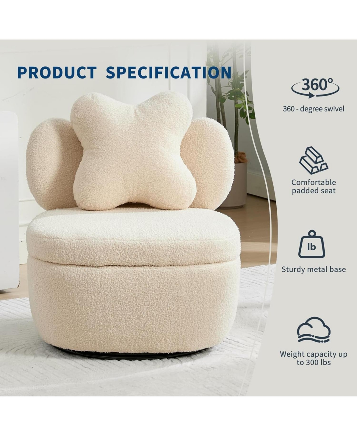 gaomon Swivel Barrel Accent Chair Set of 2 with Hidden Storage, Soft Fleece Upholstered Lounge Chair, Metal Base, Modern Leisure Sofa