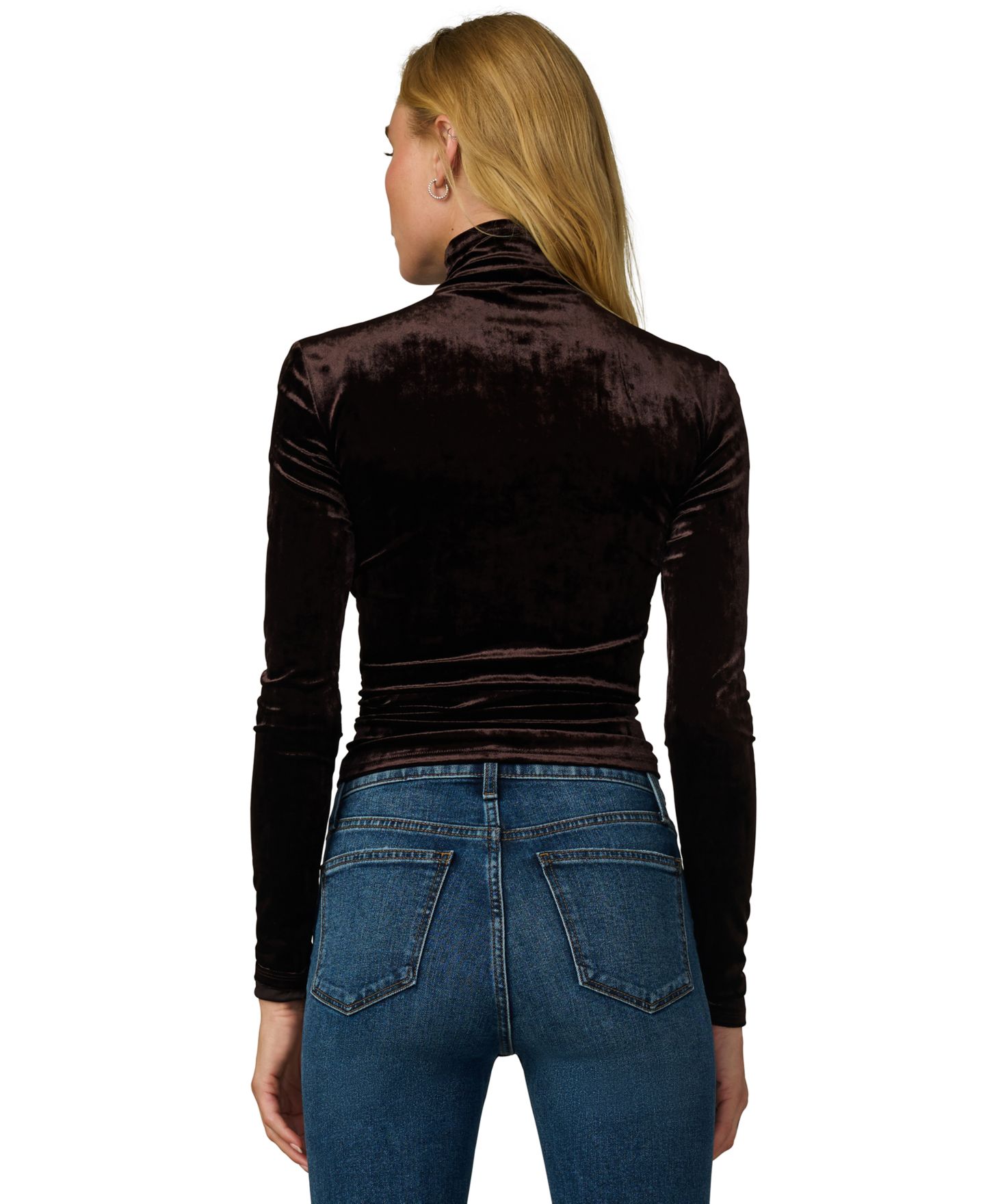 Женская футболка Joe's Jeans Tony Long Crush Velvet Turtleneck Long-Sleeve, цвет: Какао — фото 5