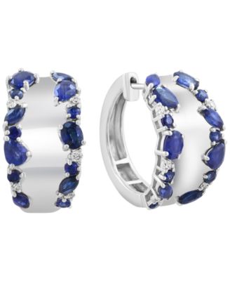 Sapphire (7/8 ct. t.w.) & Diamond (1/20 ct. t.w.) Earrings in Sterling Silver