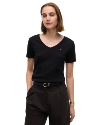 Women's Rib Slim V-Neck Short-Sleeve T-Shirt