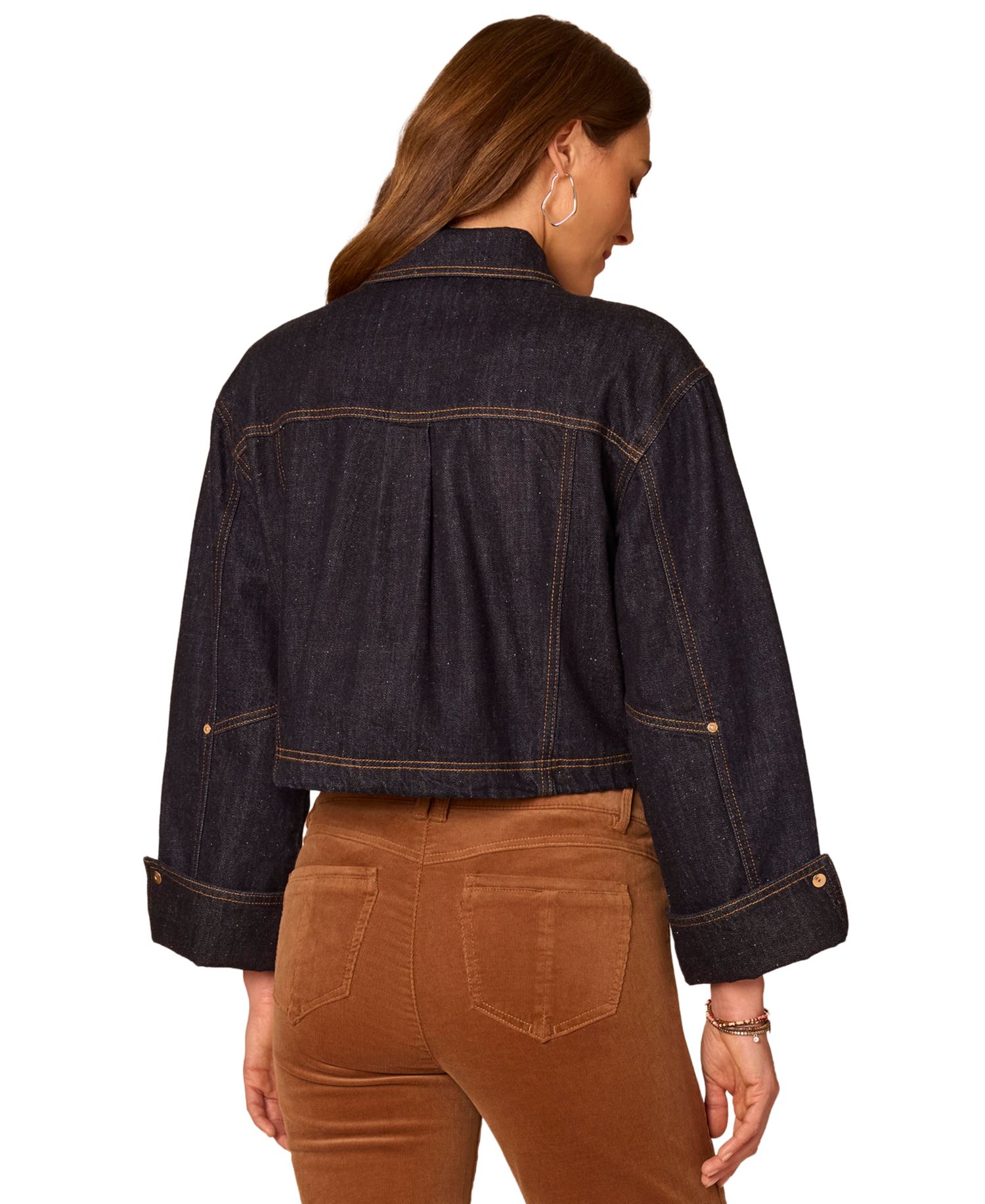 Women's Cropped Denim Bomber Jacket