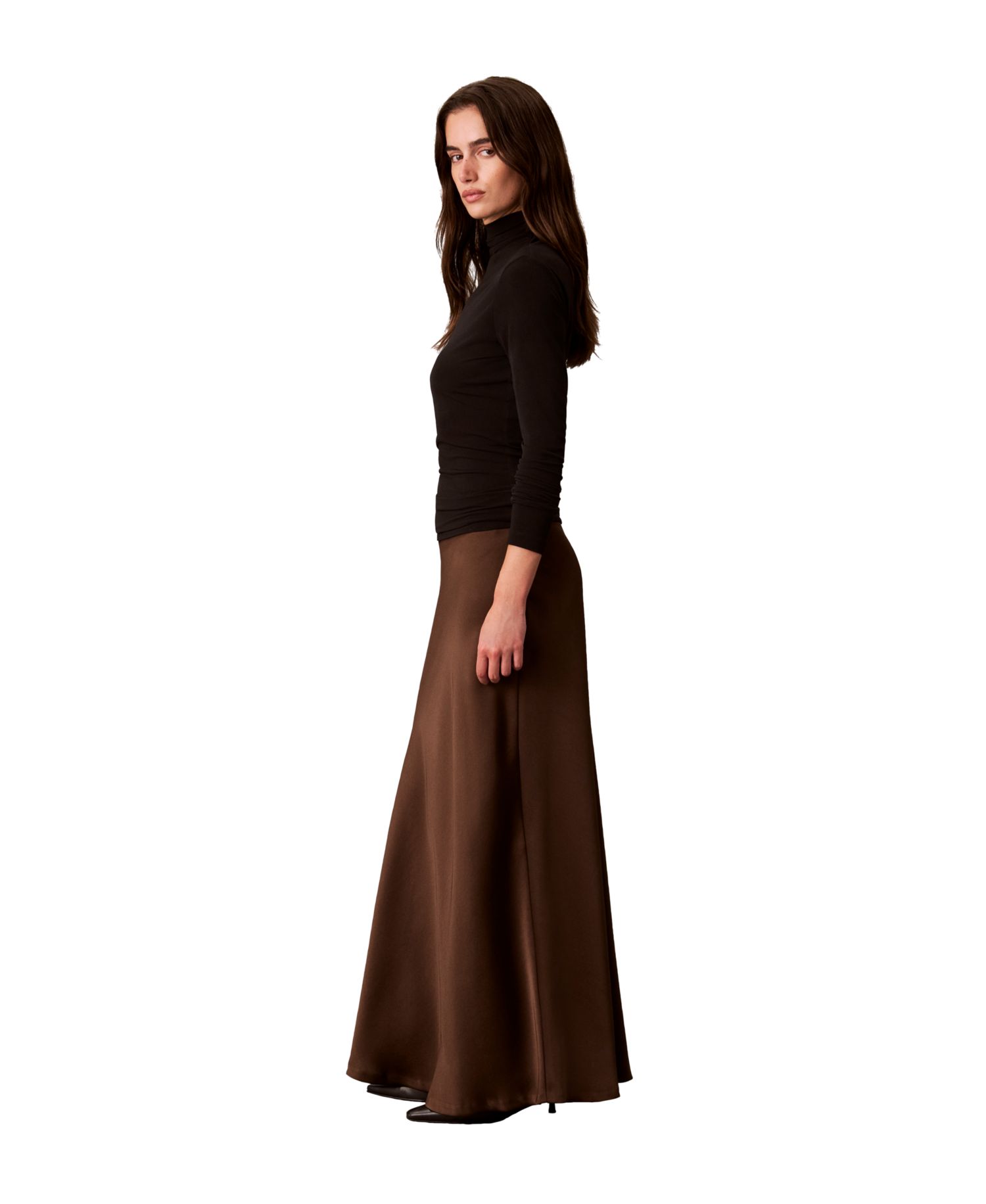 Petite Pull-On Satin Maxi Skirt