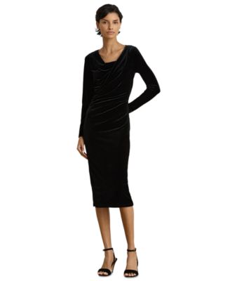 Women's Long-Sleeve Velvet Sheath Dress