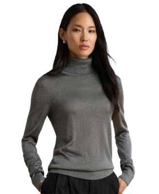 Women's Slim-Fit Metallic Turtleneck Sweater
