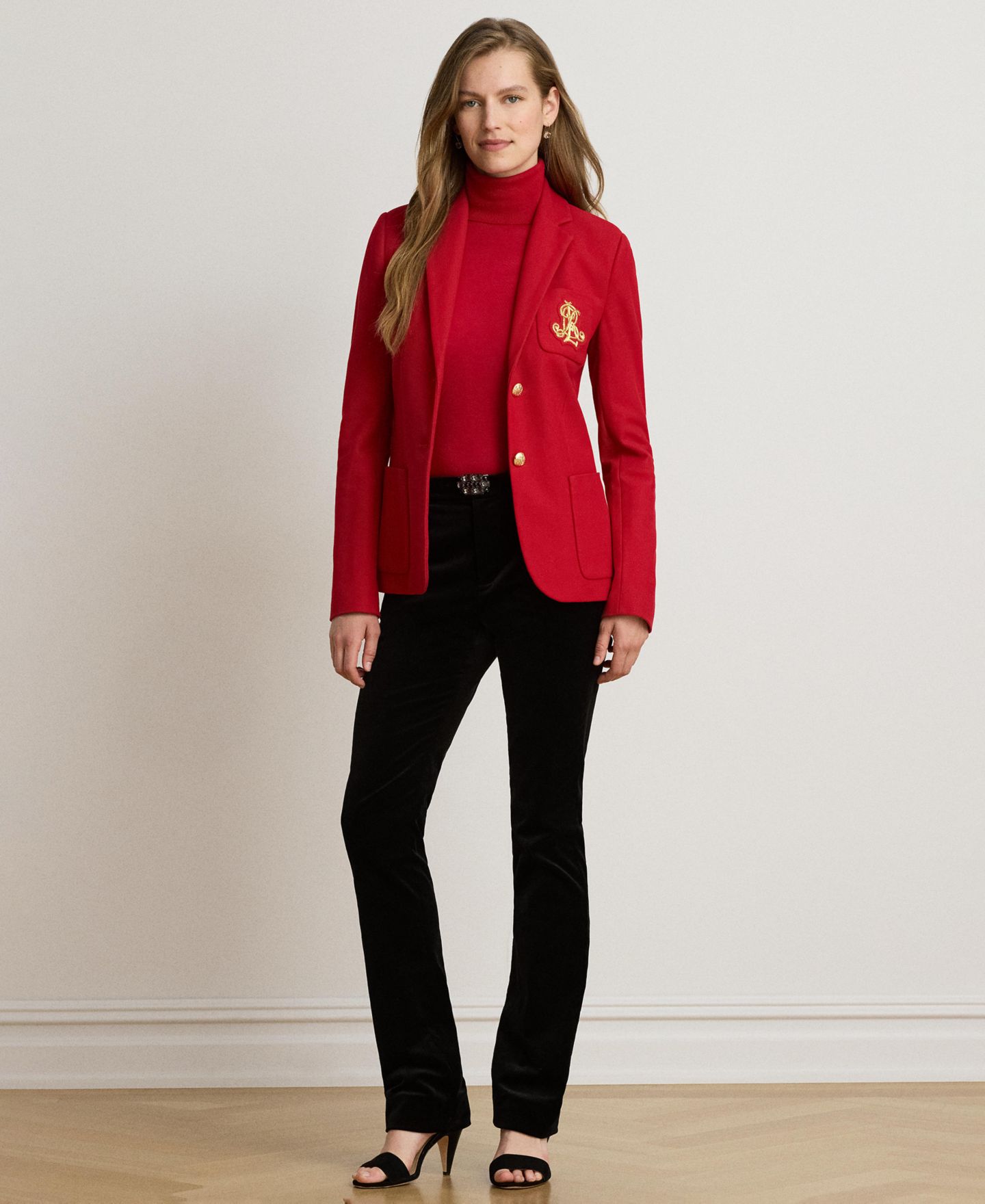 Женский приталенный блейзер Lauren Ralph Lauren из эластичного хлопка-пике, цвет: Красный — фото 2