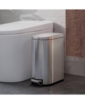 2.6 Gallon Stainless Steel Step-on Trash Can, Slim Kitchen Garbage Bin