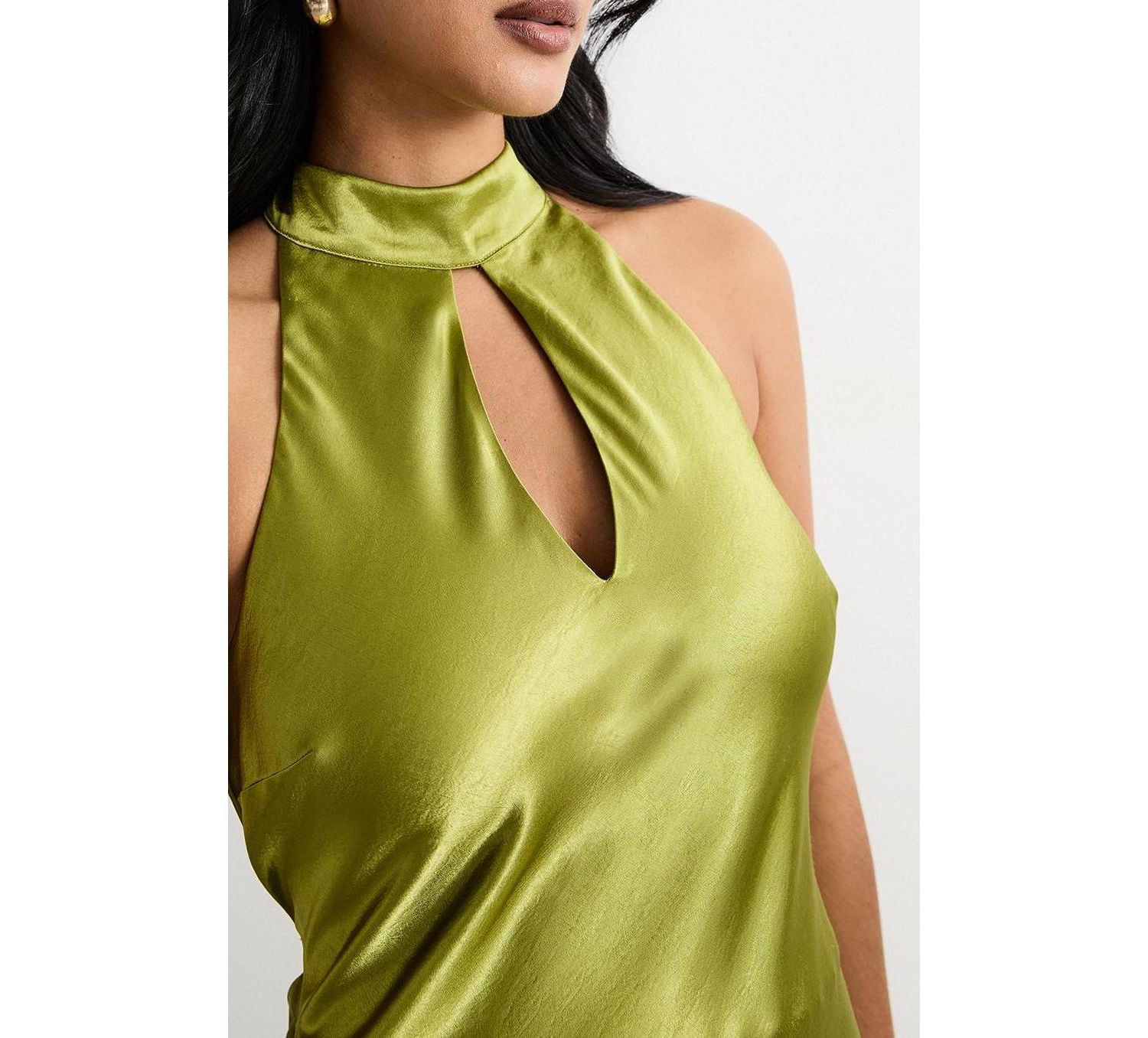 Women's Satin Cowl-Neck Maxi Dress