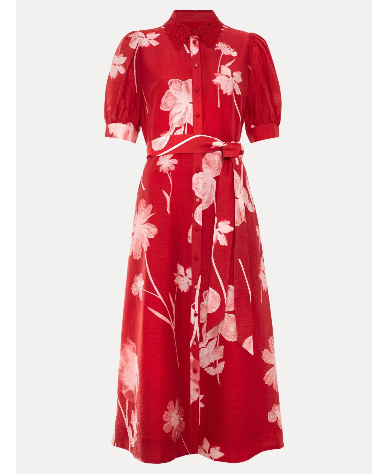 Women's Delphine Floral-Print Self-Tie Waist Midi Dress