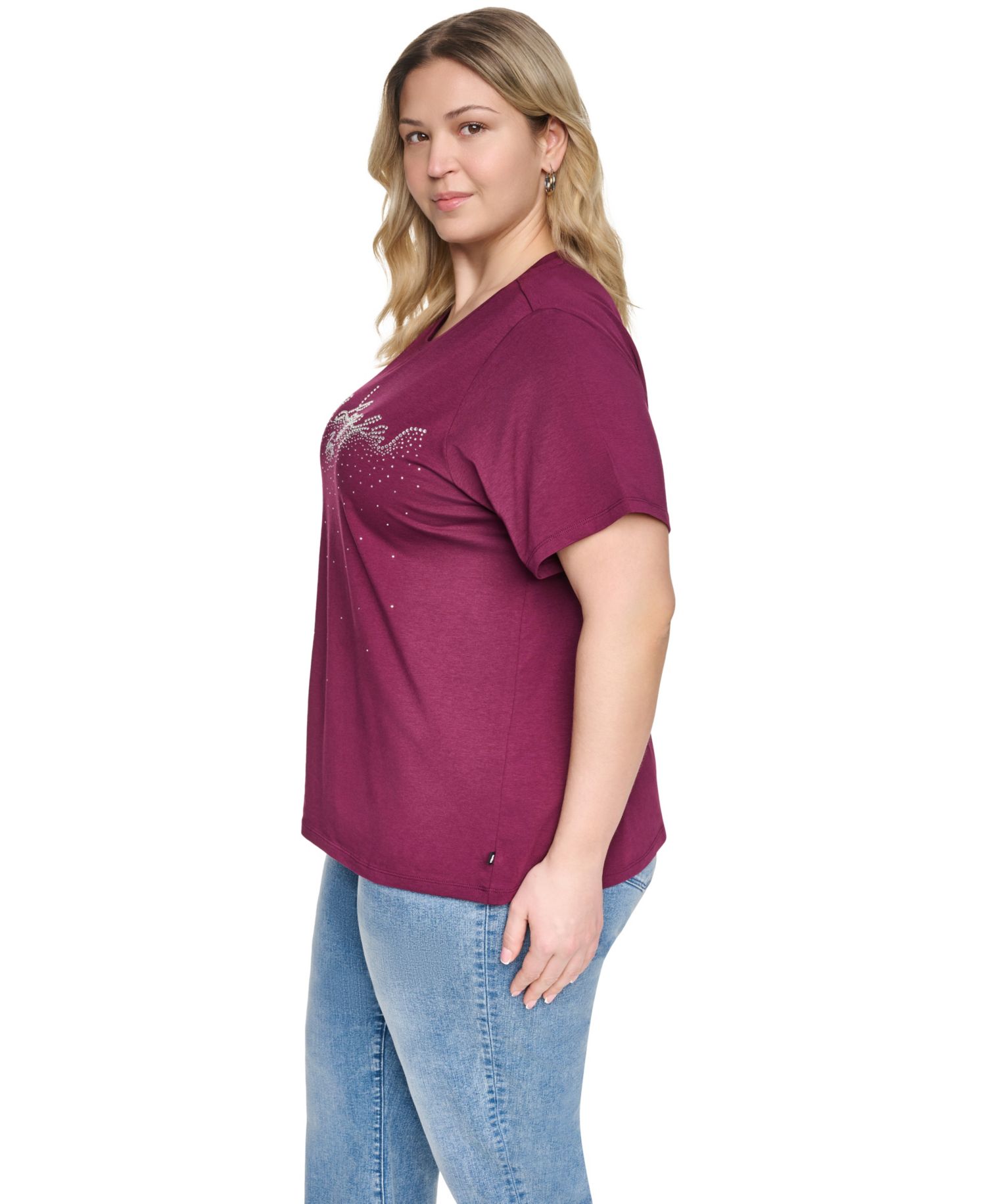 Plus Size Sparkle KLP Logo Short-Sleeve Cotton-Blend T-Shirt