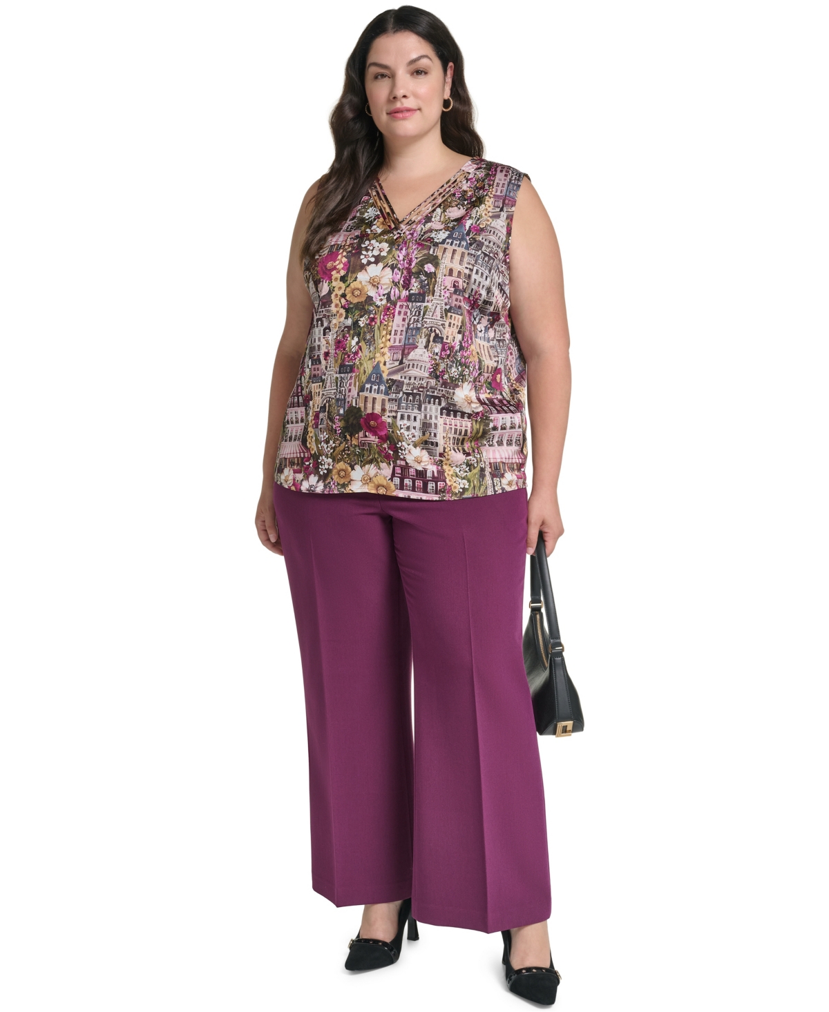Karl Lagerfeld Paris Plus Size Woven Wide-Leg Pants, Created for Macy's