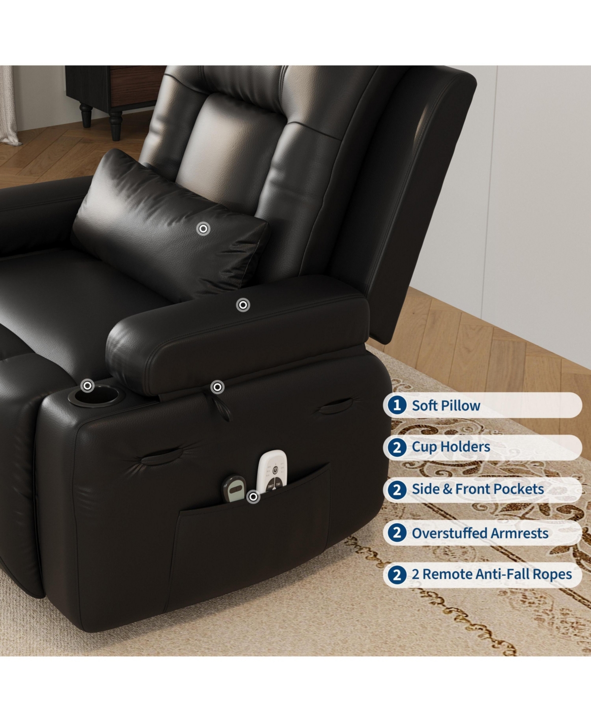 gaomon Heat and Massage Pu Leather Electric Lift Power Lift Recliner Sofa Chair for Seniors