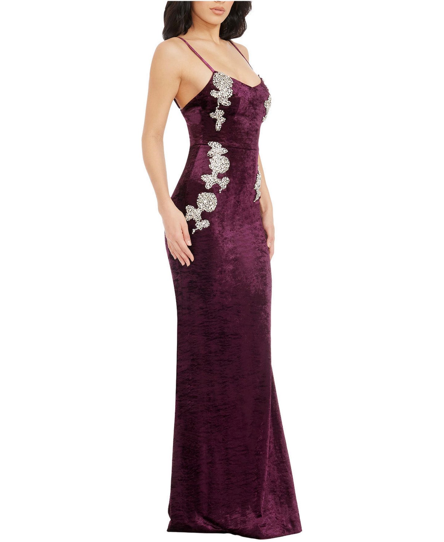 Женское платье Dress the Population Giovanna Sweetheart Neck Velvet Mermaid Gown, цвет: Полуночный сливовый — фото 2