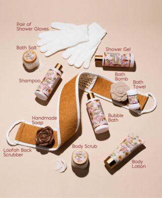Home Spa Body Care Gift Set, Vanilla Coconut Bath and Body Gift Set, 13pc Self Care Package